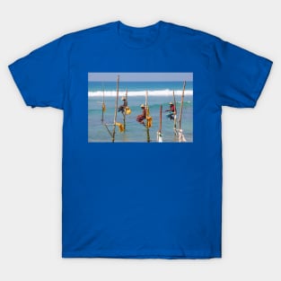 Stilt fishing, Weligama, Sri Lanka T-Shirt